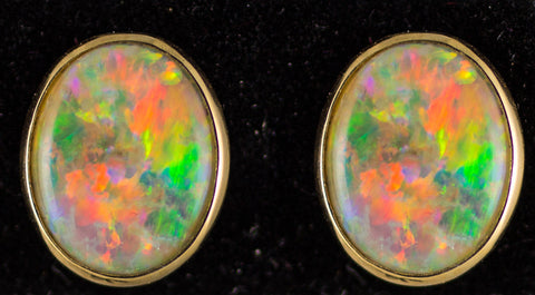 8x10mm Opal Bezel Earrings