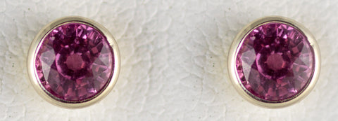4mm Pink Sapphire Bezel Earrings