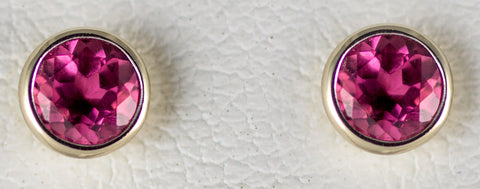 4mm Pink Tourmaline Bezel Earrings