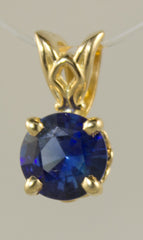 Yellow Gold 6mm Ceylon Sapphire Pendant