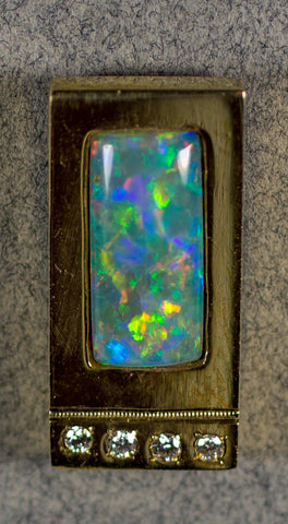 Crystal Opal Bar Tie Tack