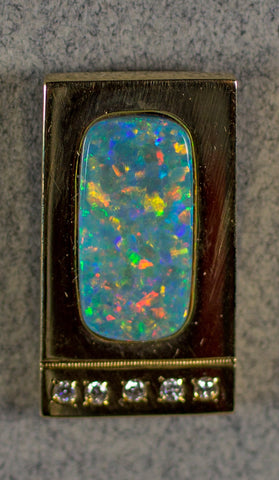 Crystal-Semi Opal Bar Tie Tack