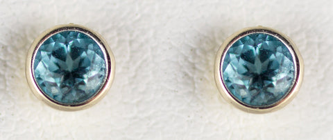 4mm Blue Topaz Bezel Earrings