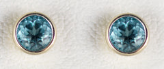 White gold 4mm Blue Topaz Bezel Earrings