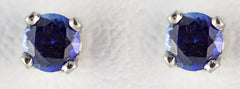 White Gold 4mm Ceylon Sapphire Earrings