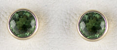 4mm Green Tourmaline Bezel Earrings