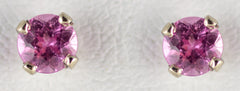 WHite Gold 4mm Pink Sapphire Earrings