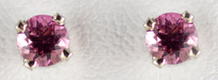 White Gold 3mm Pink Tourmaline Earrings