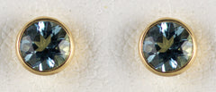Yellow Gold Aquamarine 4mm Bezel Earrings