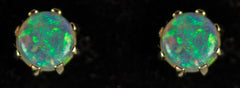 Yellow Gold 5mm Opal 14k Gold Earrings