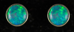 White Gold 5mm Opal Bezel Earrings