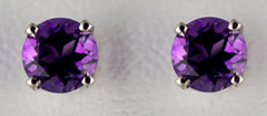 White Gold 5mm Amethyst Earring