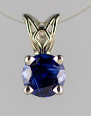 White Gold 5mm Ceylon Sapphire Pendant