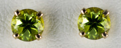 Yellow Gold 5mm Peridot Earrings