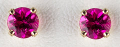 Yellow Gold 5mm Pink Tourmaline Earrings