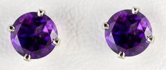 6mm White Gold Amethyst Earrings