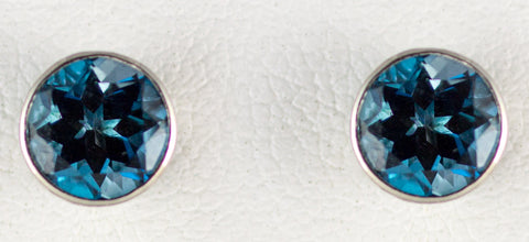 6mm London Blue Topaz Bezel Earrings