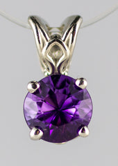 White Gold 6mm Amethyst Pendant medium bail