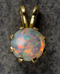 Yellow Gold 6mm Opal Pendant