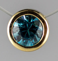 6mm Blue Zircon Bezel Pendant