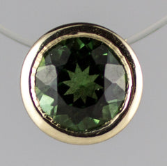 6mm Green Tourmaline Bezel Pendant