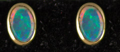 6x4mm Opal Bezel Earrings