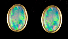 7x5mm Opal Bezel Earrings