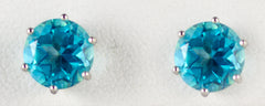 White Gold 8mm Blue Green Topaz Earrings