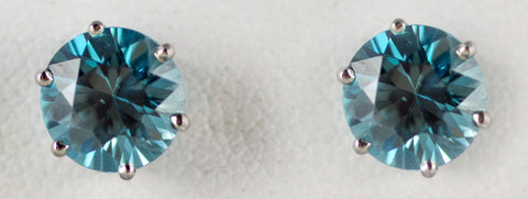 8mm Blue Zircon Earrings