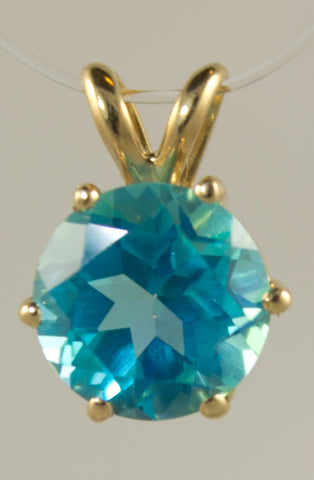 p-8mm Blue Green Topaz Pendant