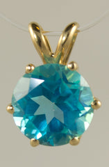 YG 8mm  Blue Green Topaz Pendant