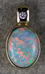 9x7mm Opal Diamond Pendant
