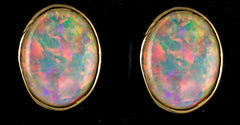 9x7mm Opal Bezel Earrings